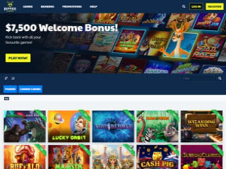 Small capture of the Ripper Casino games lobby with a navigation bar and a grid of game tiles